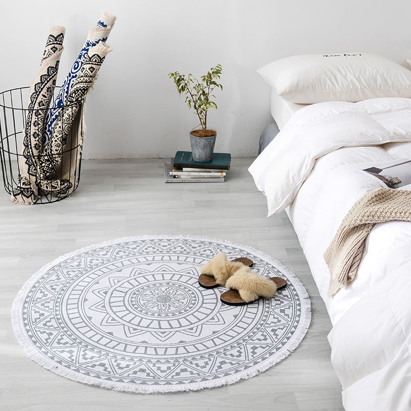 Ethnic style round floor mat