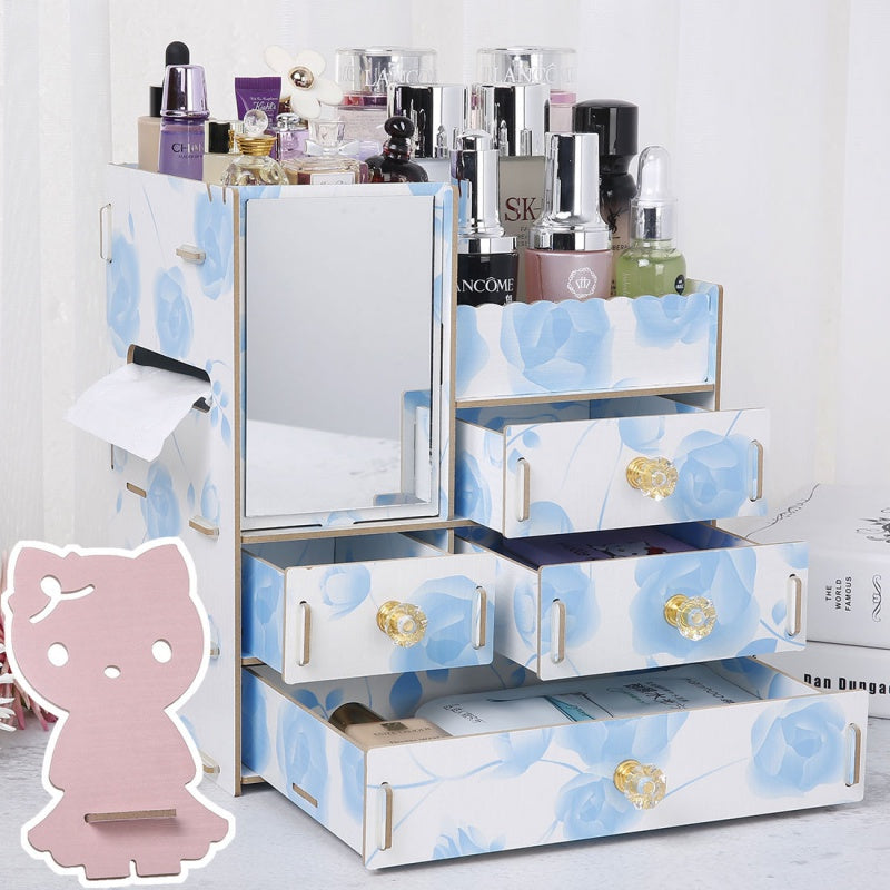 Wooden Tabletop Cosmetic Storage Box