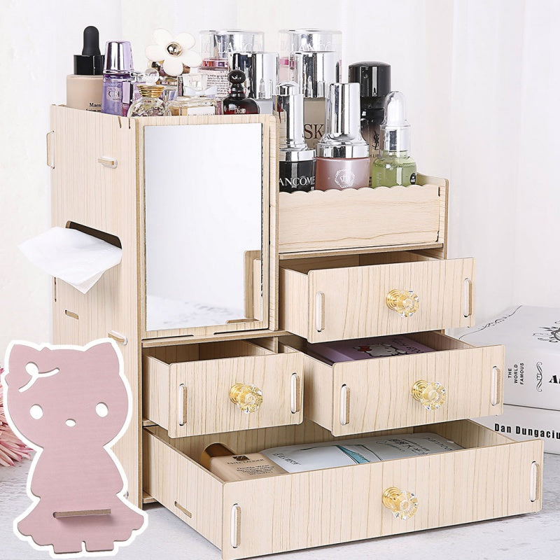 Wooden Tabletop Cosmetic Storage Box