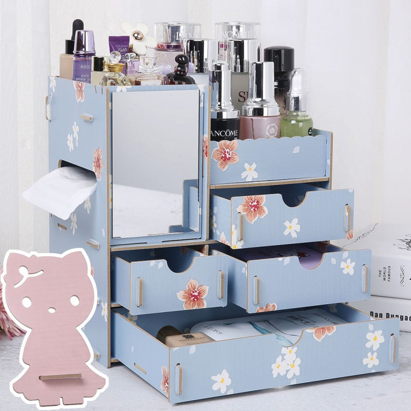 Wooden Tabletop Cosmetic Storage Box