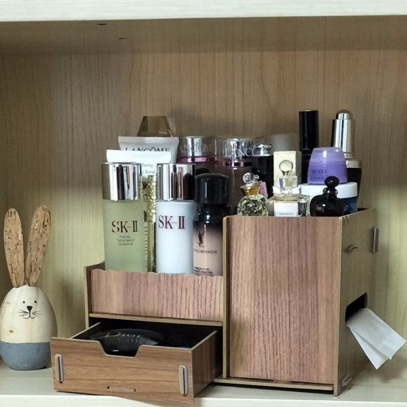 Wooden Tabletop Cosmetic Storage Box