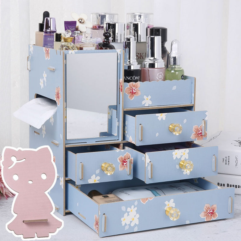 Wooden Tabletop Cosmetic Storage Box