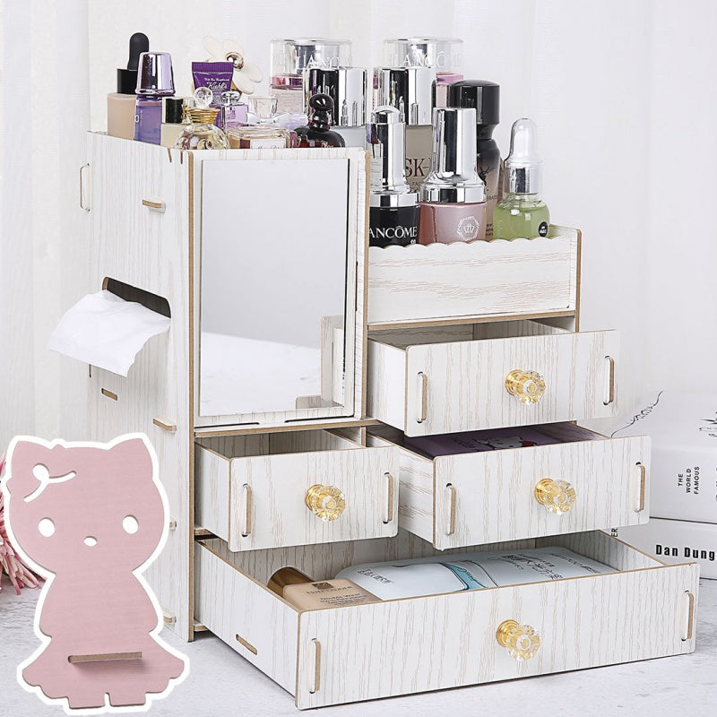 Wooden Tabletop Cosmetic Storage Box