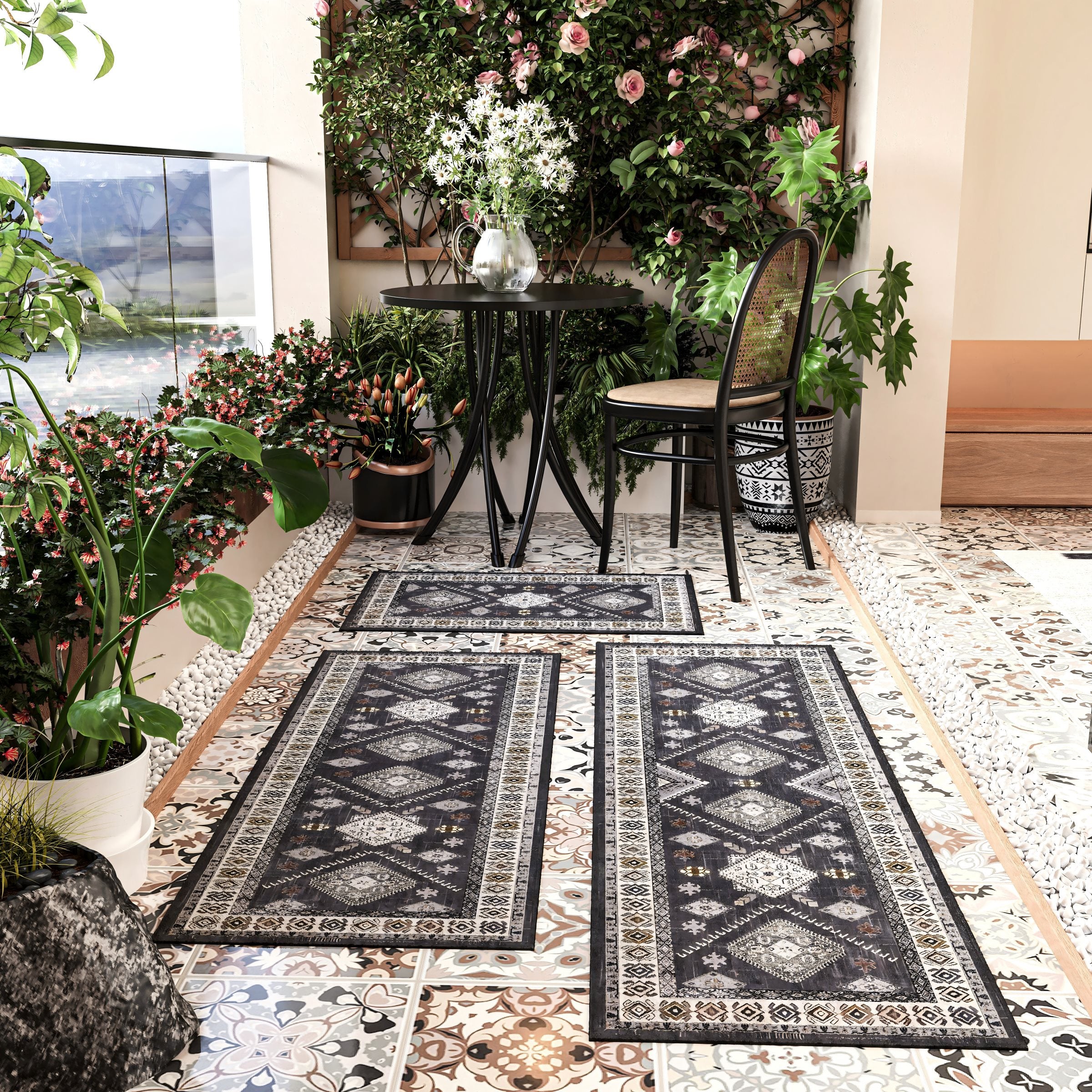 Boho 3 Piece Kitchen Rug Sets