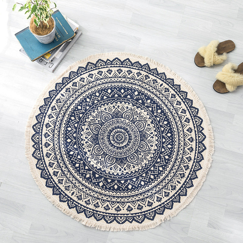 Ethnic style round floor mat