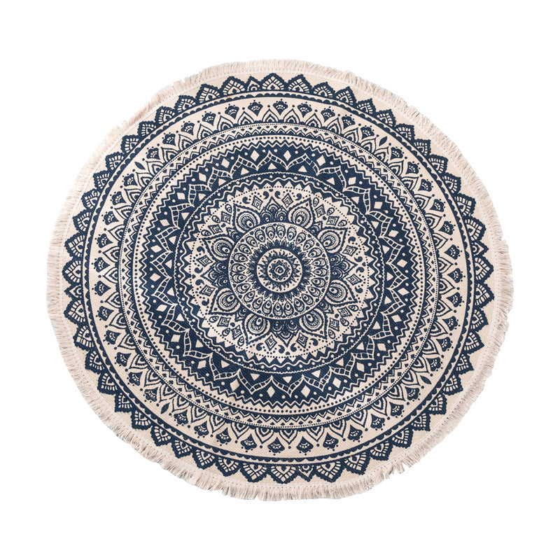 Ethnic style round floor mat