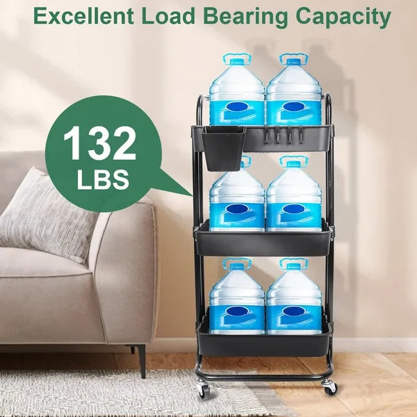3 Tier Rolling Utility Movable Trolley