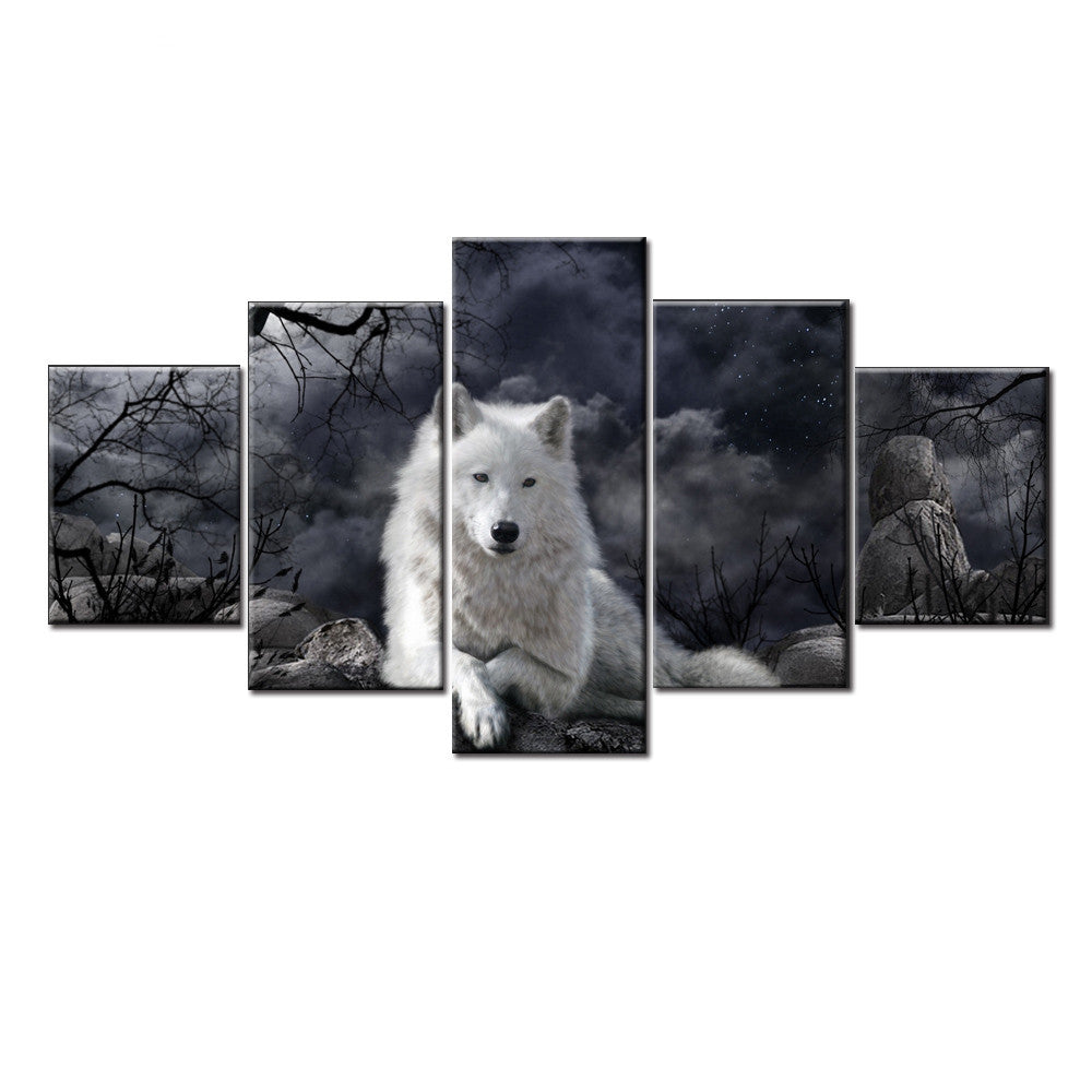 5 Panel Wolf Wall Art Canvas Painting