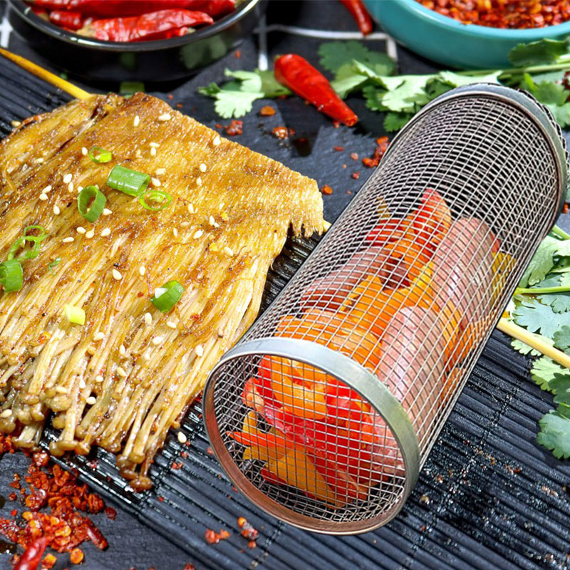 Rolling Metal Basket for BBQ