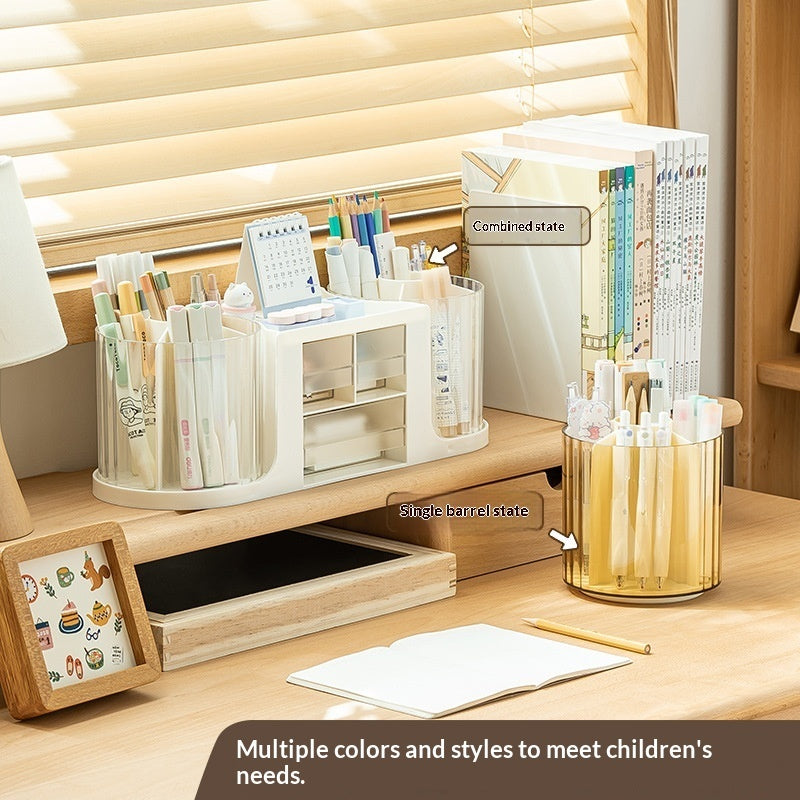 Double-rotating Storage Box and Pen Holder Office Desk